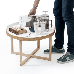 Image showing the Coffee table, H38 x W66 x D66cm, White/Oak product.