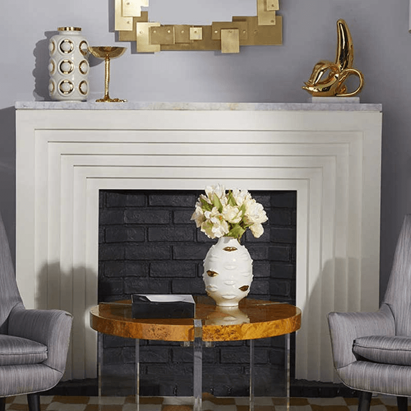 Gilded Gala Vase, H25cm, White & Gold