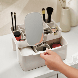 Image showing the Viva Large cosmetic organiser with removable mirror, Shell product.