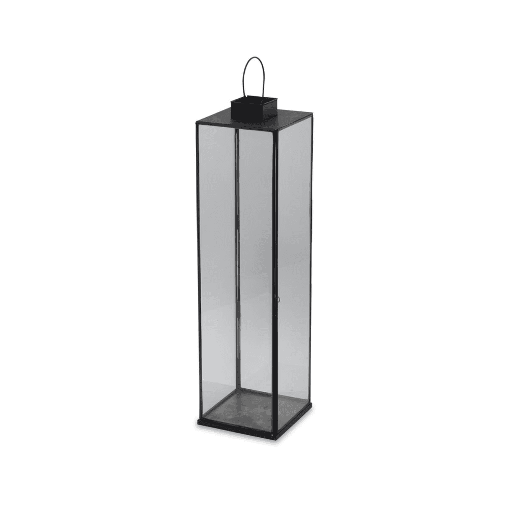 Sia Lantern, H76.5cm, Antique Black/Clear