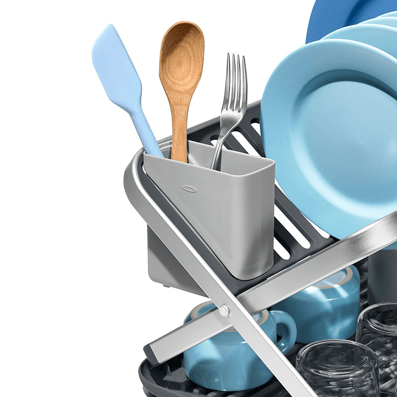 Aluminium Fold Flat Dish Rack, Grey