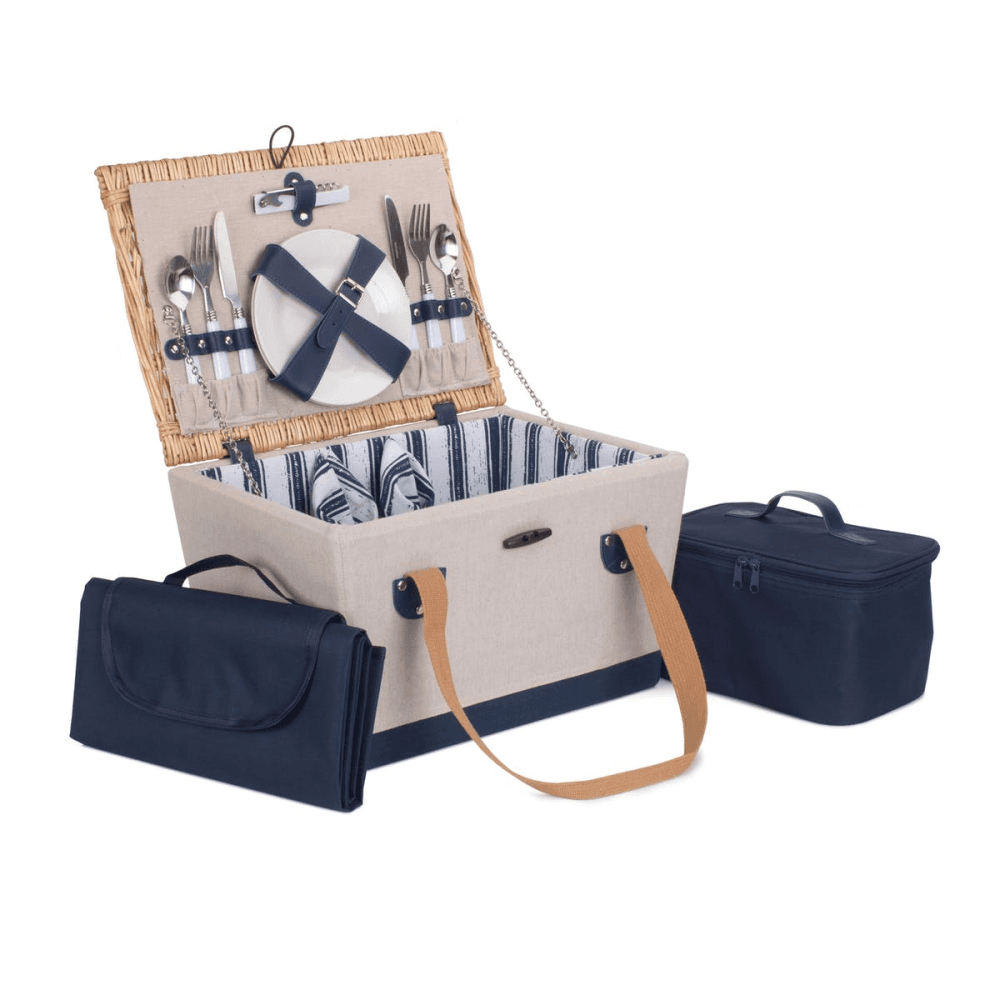 2 Person Nautical Hamper, Blue/Cream