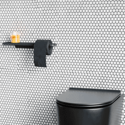 Image showing the MindSet Toilet Roll Holder with Shelf, Mineral Infinite Grey product.