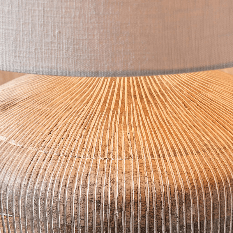 Manaia Textured Table Lamp With Linen Drum Shade, H35cm, White Wash