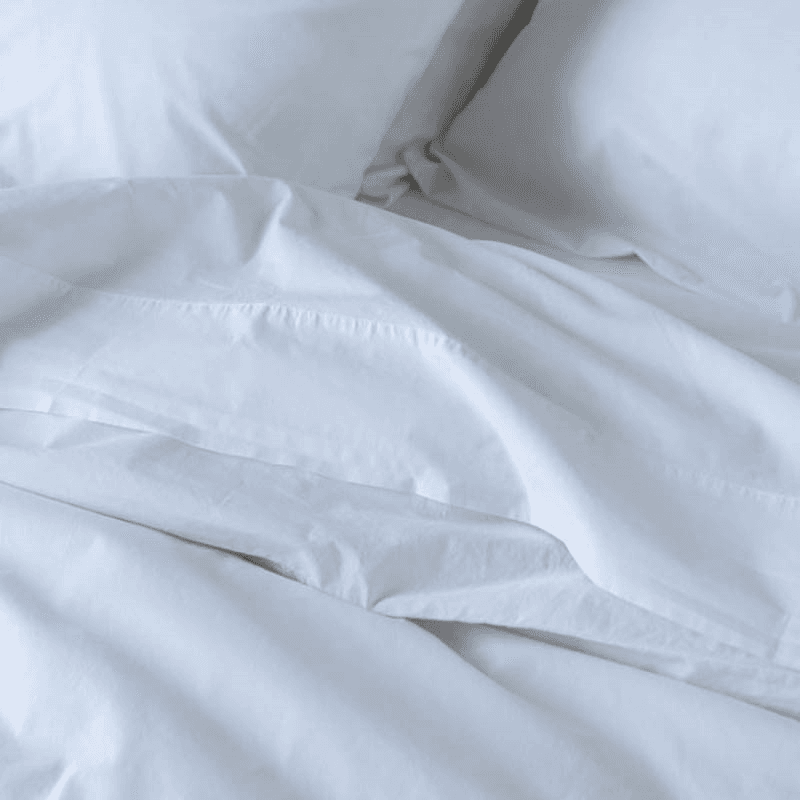 Washed Cotton Percale Double Duvet Cover, White
