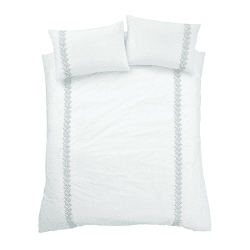 Image showing the Embroidery Leaf Double Duvet Set, White product.