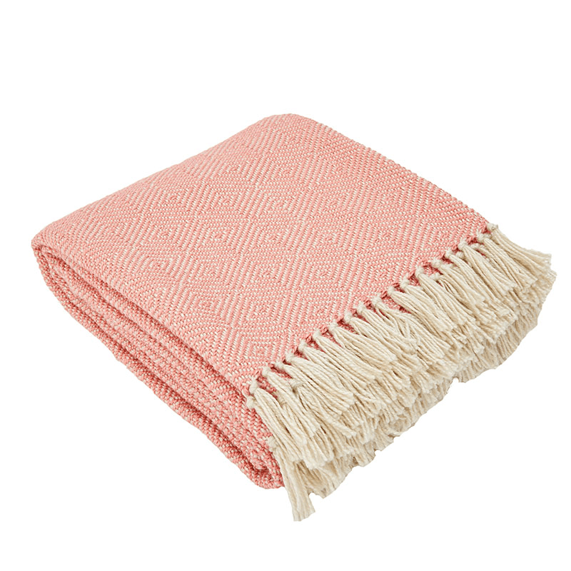 Diamond Blanket, 250cm x 130cm, Coral