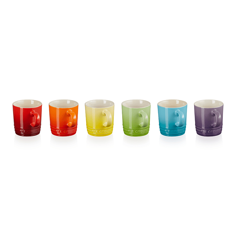 Stoneware Set of 6 mugs, 350ml, Rainbow