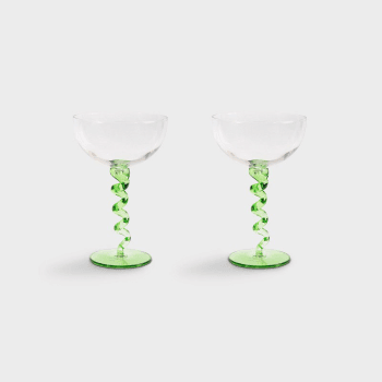 Image showing the Spiral Set Of 2 Coupe Glasses, 200ml, Green product.