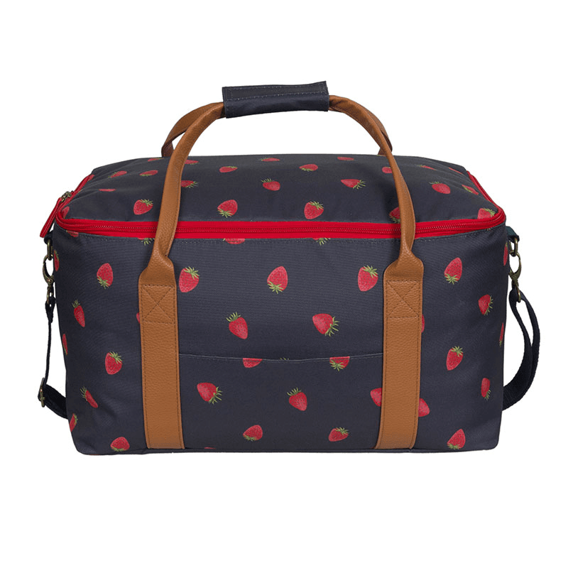 Strawberries Picnic Bag, Navy/Brown/Red