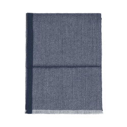 Image showing the Herringbone Throw, H190cm x W130cm, Dark Blue/Grey product.