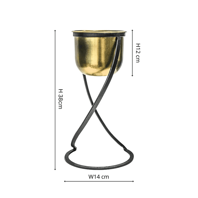 Kensington Indoor Planter on Stand, H42 x W14cm, Brass