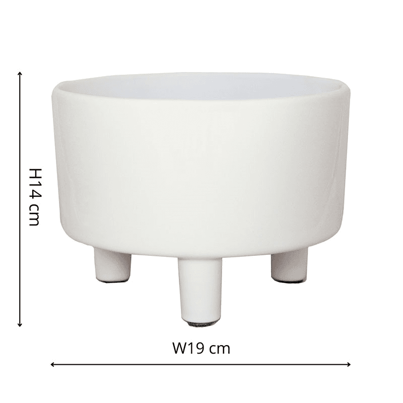 Pisa Bowl planter, H14 x W19 x D19cm, White