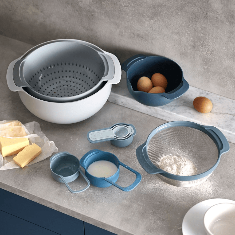 Editions 9 piece nest plus stacking bowl and measuring set, Sky Blue