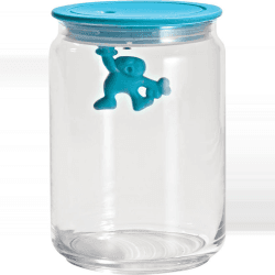 Image showing the Gianni, a little man holding on tight by Mattia Di Rosa Glass box, 0.9 litre, Blue product.