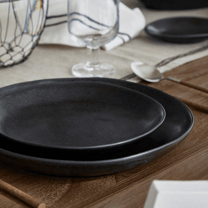 Livia Set of 6 Dinner Plates, D28cm, Matte Black