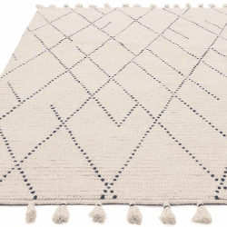 Image showing the Nepal Linear Rug, 120 x 170cm, Cream & Blue product.