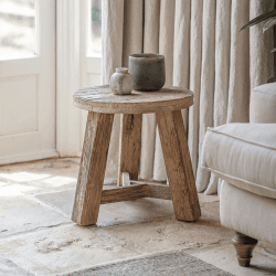 Image showing the Ibo Reclaimed Wood Round Side Table, Natural product.