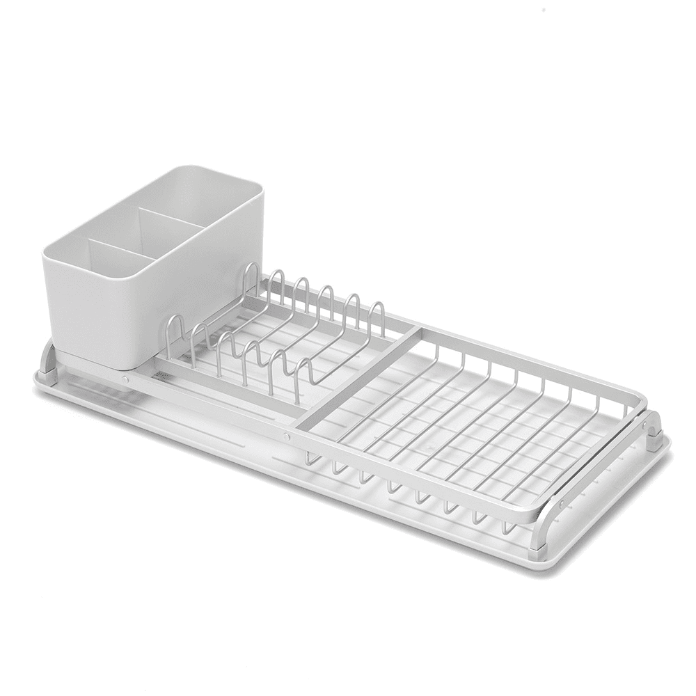 Compact Dish drying rack, H12.5 x W20 x D46cm, Light Grey