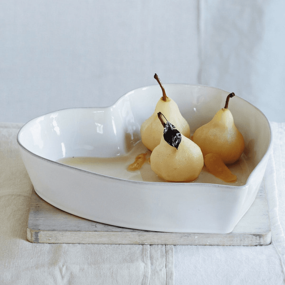 Porto Heart Stoneware Oven Dish, Large, White