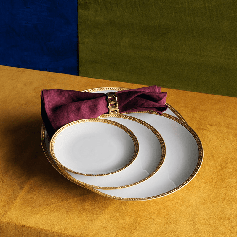 Cuban Link Set of 4 Napkin Rings, D6cm, Gold