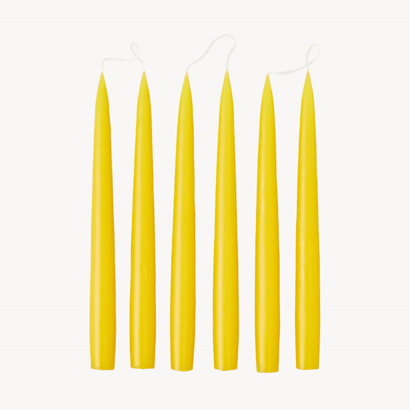 Set of 6 Tapered Dinner Candles, H25cm, Lemon