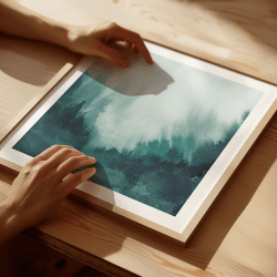 Image showing the Beneath Square Signed Print, 30 x 30cm, Teal product.