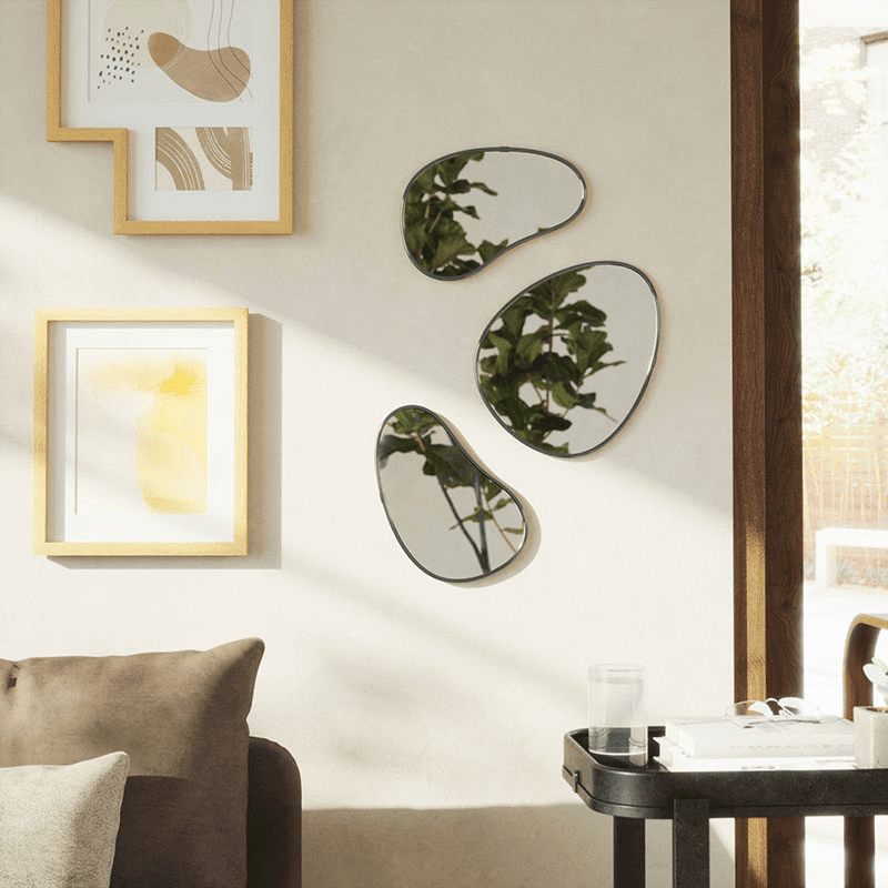 Hubba Set of 3 Mirrors, Titanium
