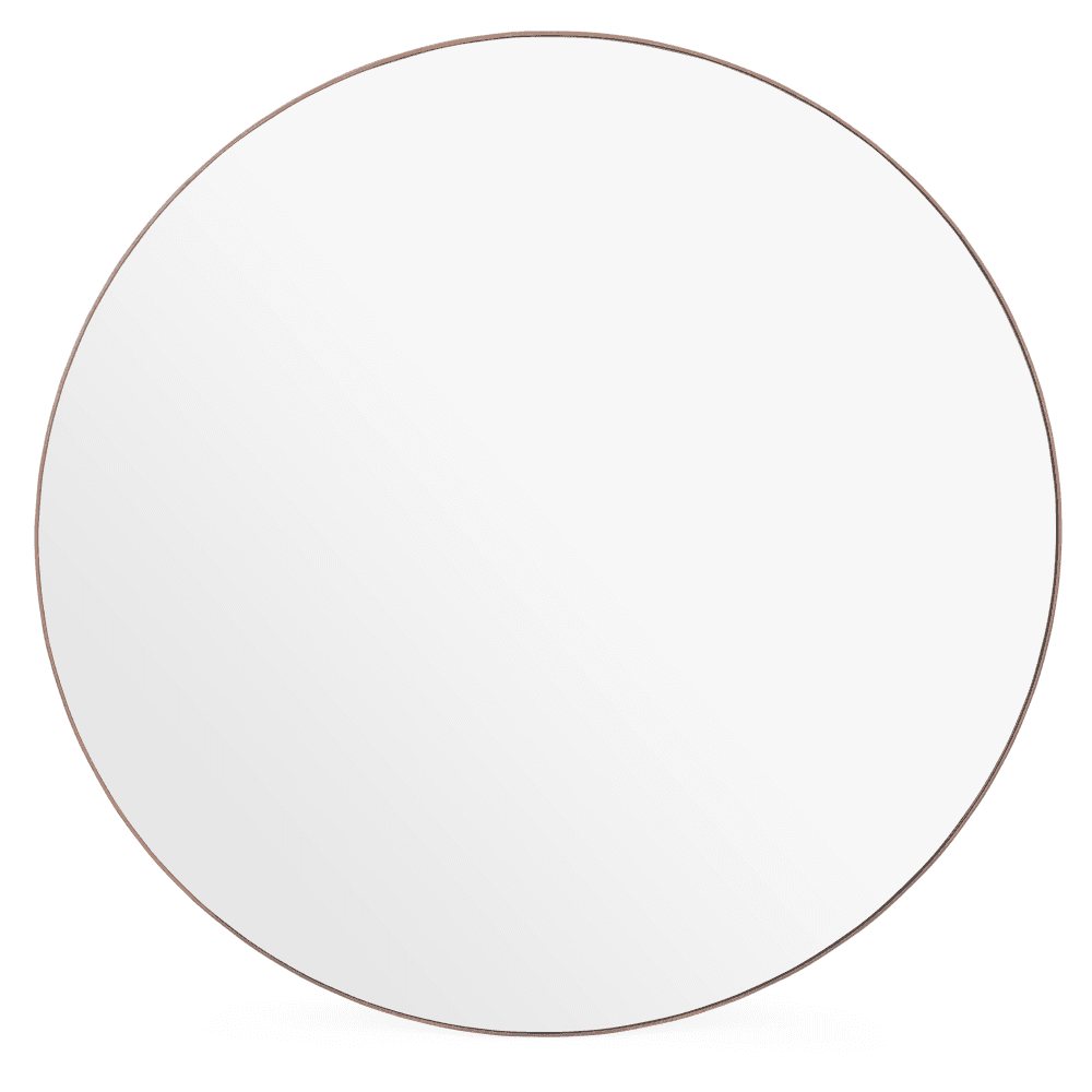 Fine Edge Wood Round Mirror, D60cm, Walnut
