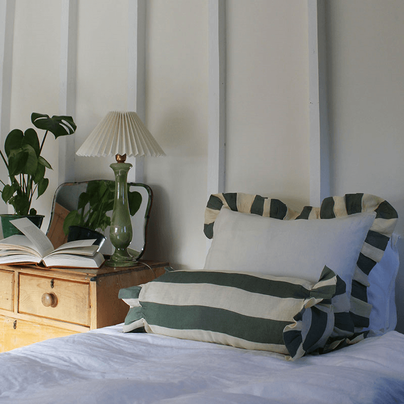 Stripe Bolster Cushion Cover, 50 x 20cm, Sea Green