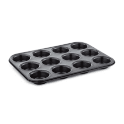 Image showing the Precision Plus 12 Hole Deep Muffin Tin, Black product.