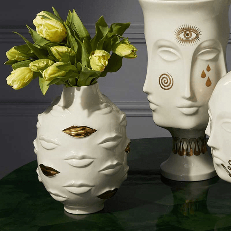Gilded Gala Vase, H25cm, White & Gold