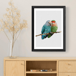 Image showing the Studio Cockatoo, Two Love Birds Framed Art Print, Black product.