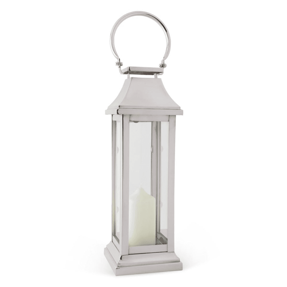 Station Lantern, H51 x W17 x D17cm, Clear/Silver
