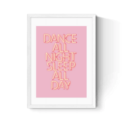 Image showing the ShowMeMars Dance all Night Print, 44 x 31.5cm, Pink product.