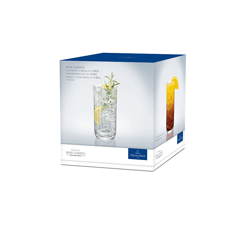 Rose Garden Tumbler Set of 4, 300ml, Clear
