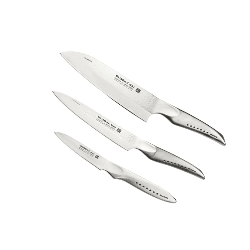 Sai 3 Piece Global Sai Knife Set, Silver