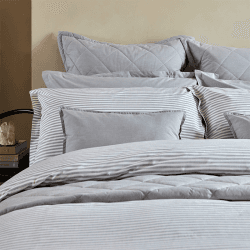 Image showing the Lerwick Stripe Duvet Set, Super King, Silver product.