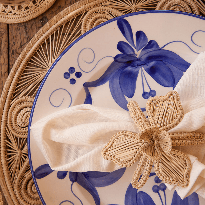 Orchid Set of 4 Napkin Rings, Natural