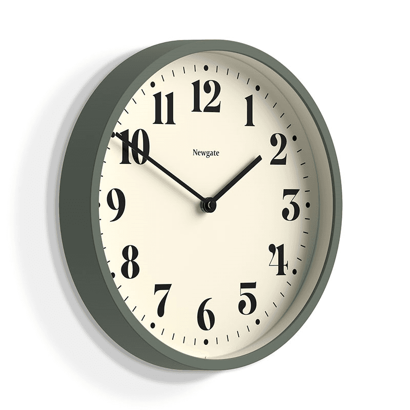 Number Four Wall Clock, D30cm, Asparagus Green