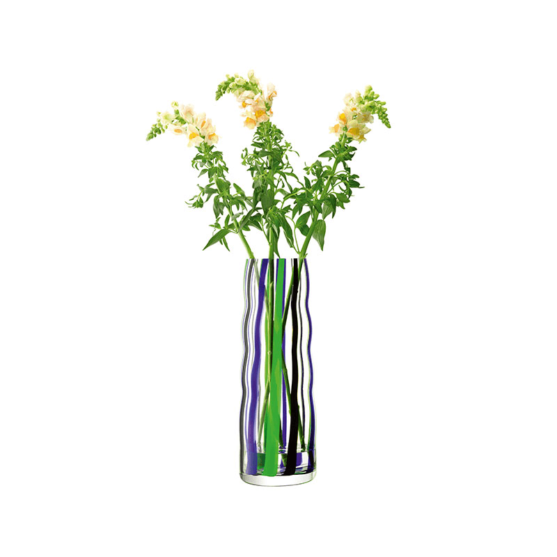 Folk Vase, H42cm, Black/Blue/Green