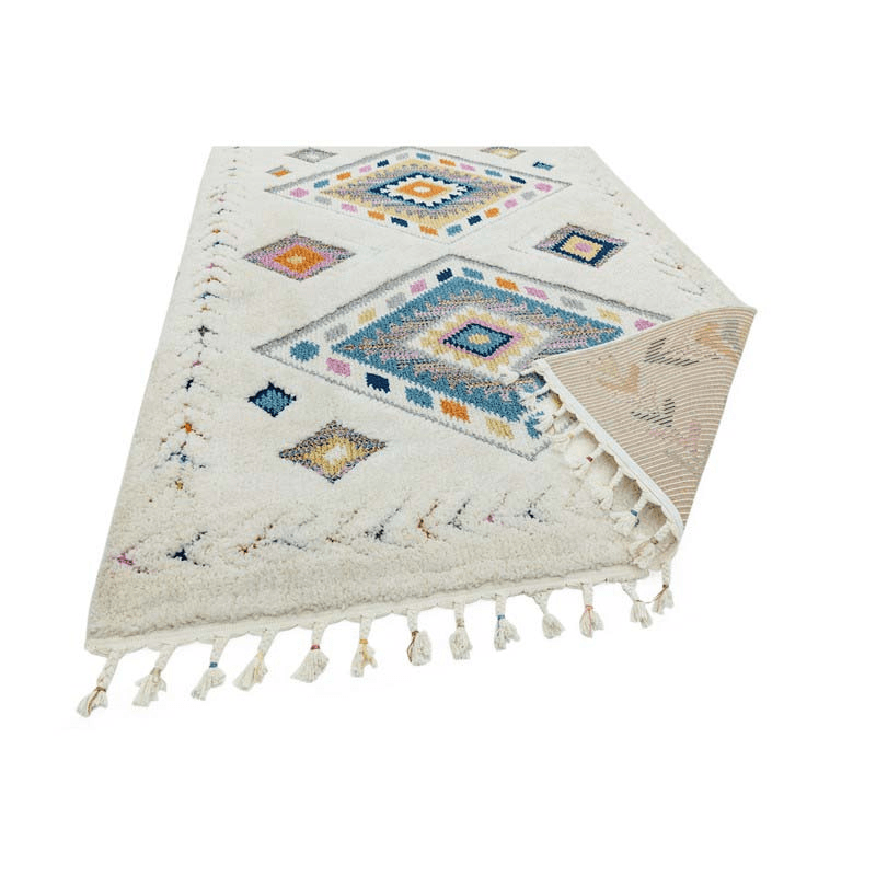 Ariana Moroccan Style Rhombus Rug, 120 x 170cm, Cream & Multi