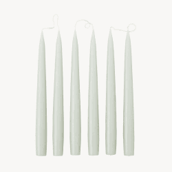 Image showing the Set of 6 Tapered Dinner Candles, H25cm, Pale Green product.