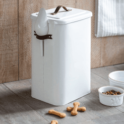 Image showing the Pet bin and scoop, 24 x 32 x 45cm, Chalk With Leather Handle product.