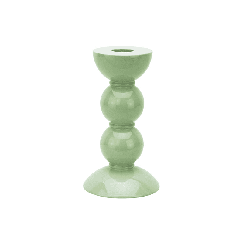 Bobbin Candlestick, H14cm, Sage
