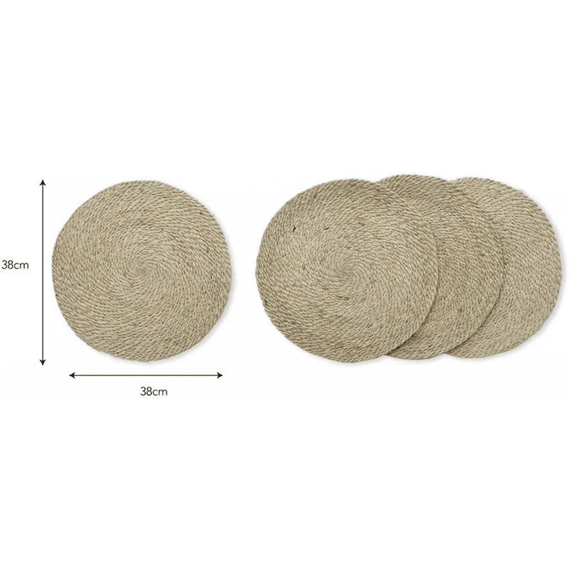 Jute Set of 4 Placemats, D38cm, Natural