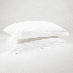 Image showing the The Edged 300 Thread Count Oxford Border Sateen Pair of Pillowcases, Standard, White product.