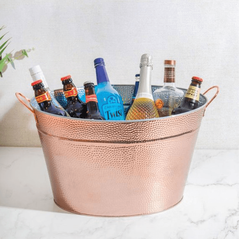 Hammered Galvanised Steel Drinks Bucket, Copper