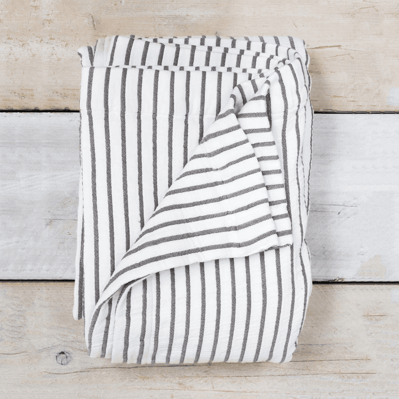 Hikari Striped Throw, 180 x 200cm, Grey & White