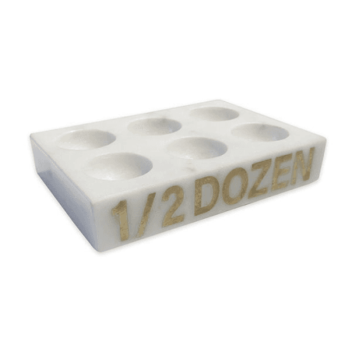 Marble 1/2 Dozen Egg Holder, L17.5 x W12 x H3.5cm, White